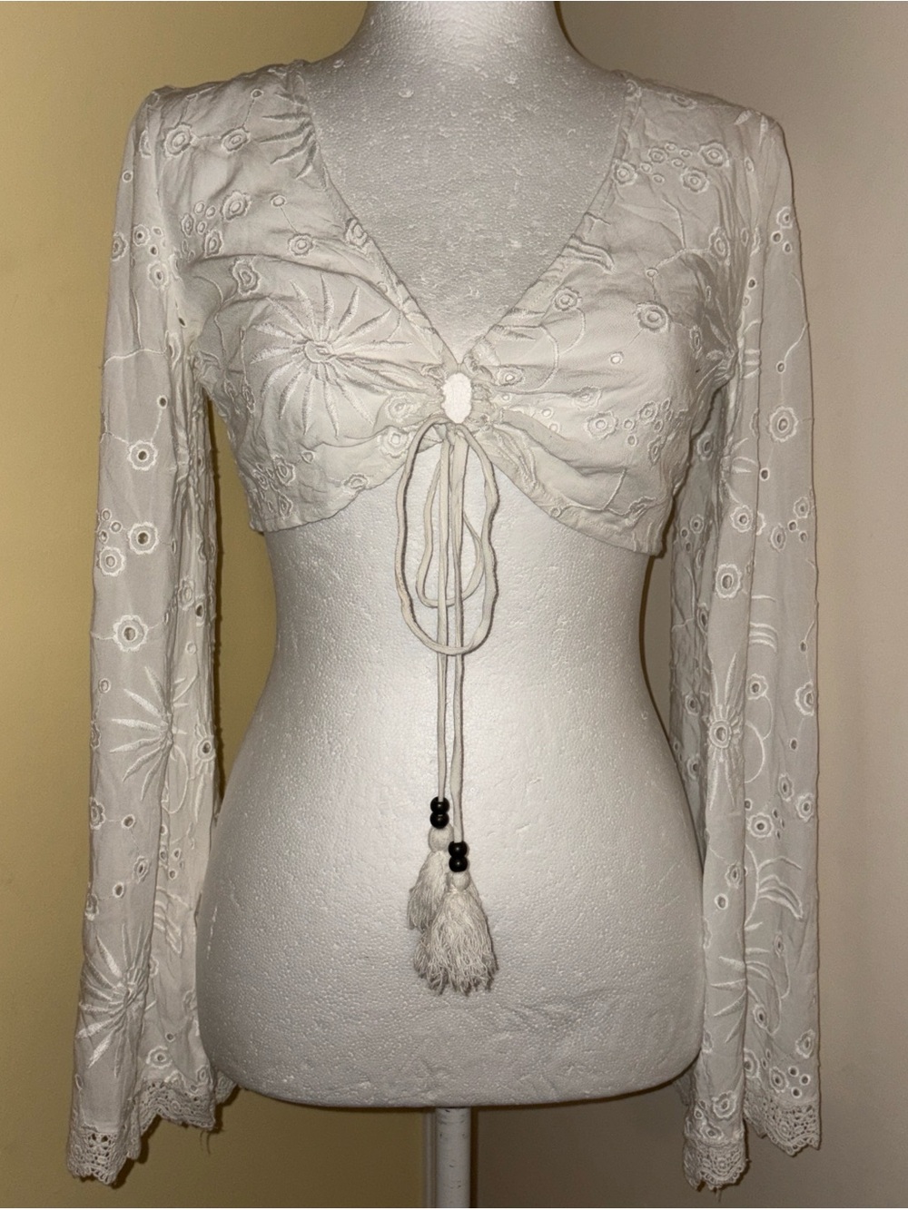 Forever 21 White Embroidered Eyelet Top